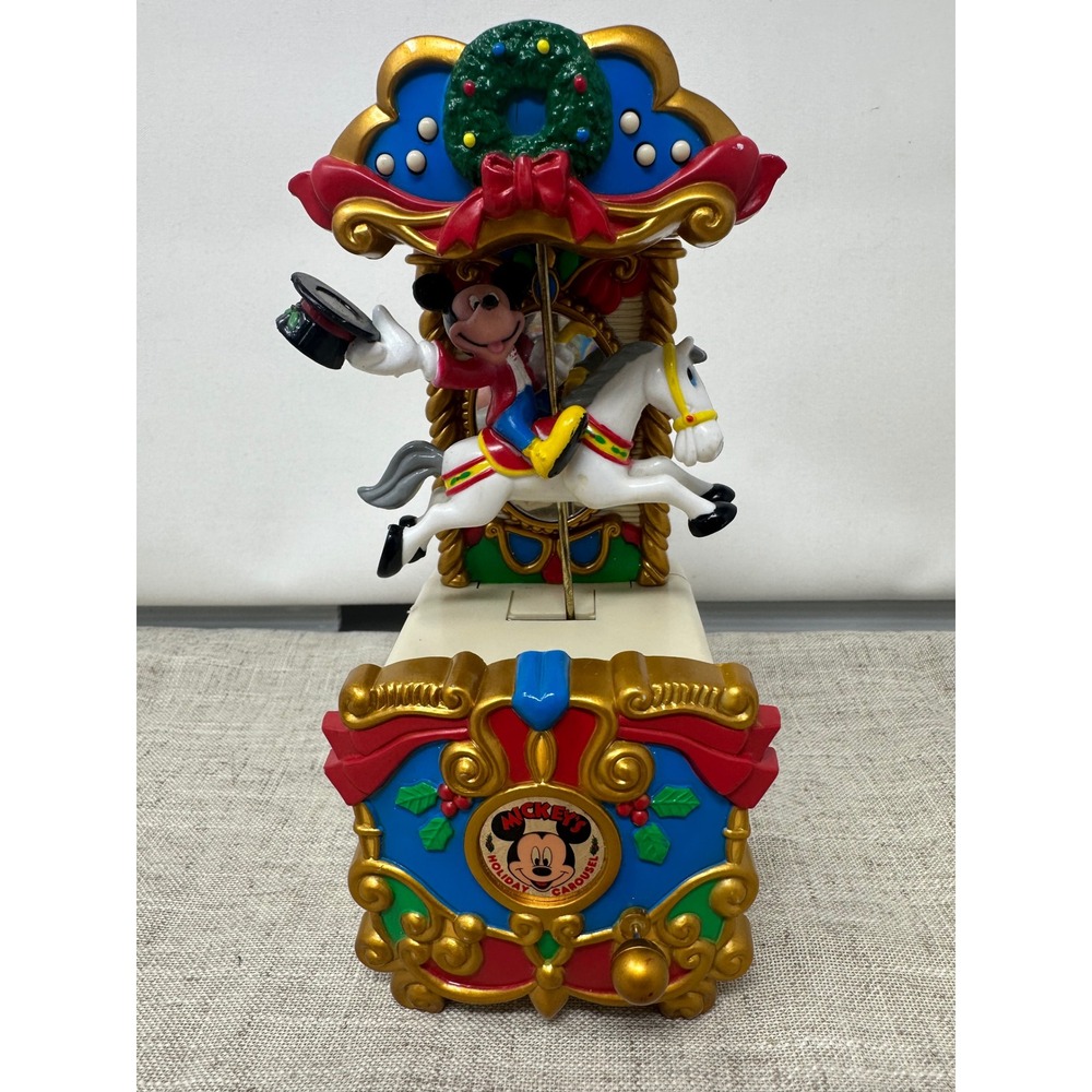 Disney Mickey‎ Mouse Holiday Carousel Wind Up Ornament Mr Christmas